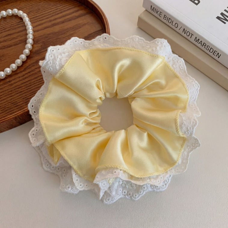 Casual Lace Scrunchie Hair Accessory For Women In Yellow, Perfect For Spring