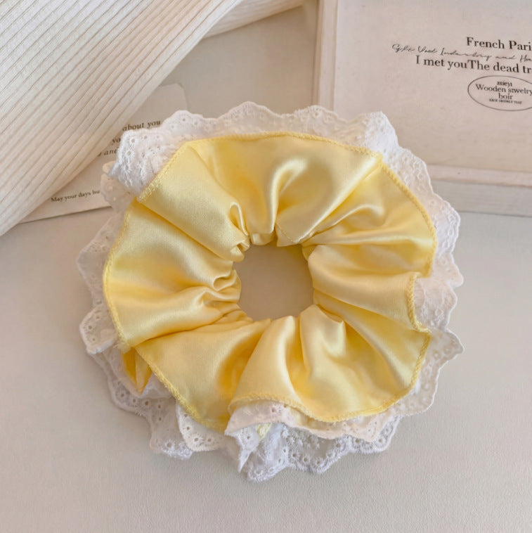 Casual Lace Scrunchie Hair Accessory For Women In Yellow, Perfect For Spring