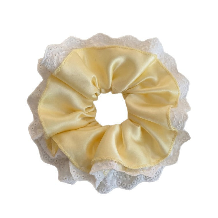 Casual Lace Scrunchie Hair Accessory For Women In Yellow, Perfect For Spring