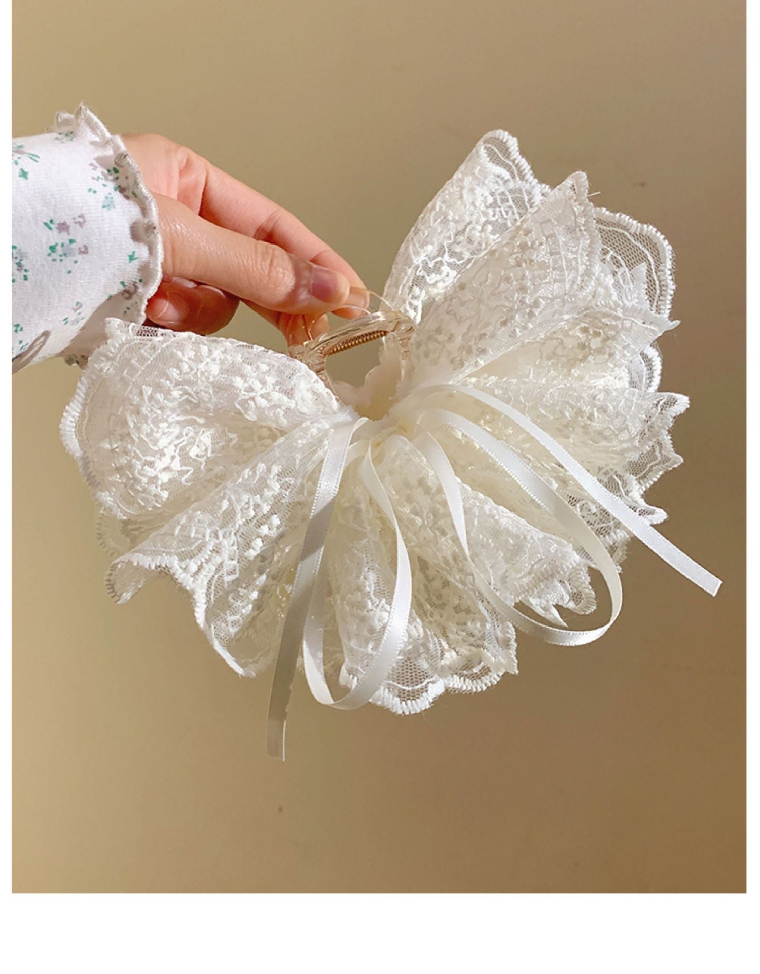 French Style Bow Tie Hair Claws For Women In Beige Lace, Perfect Hairpin For  Spring And Summer