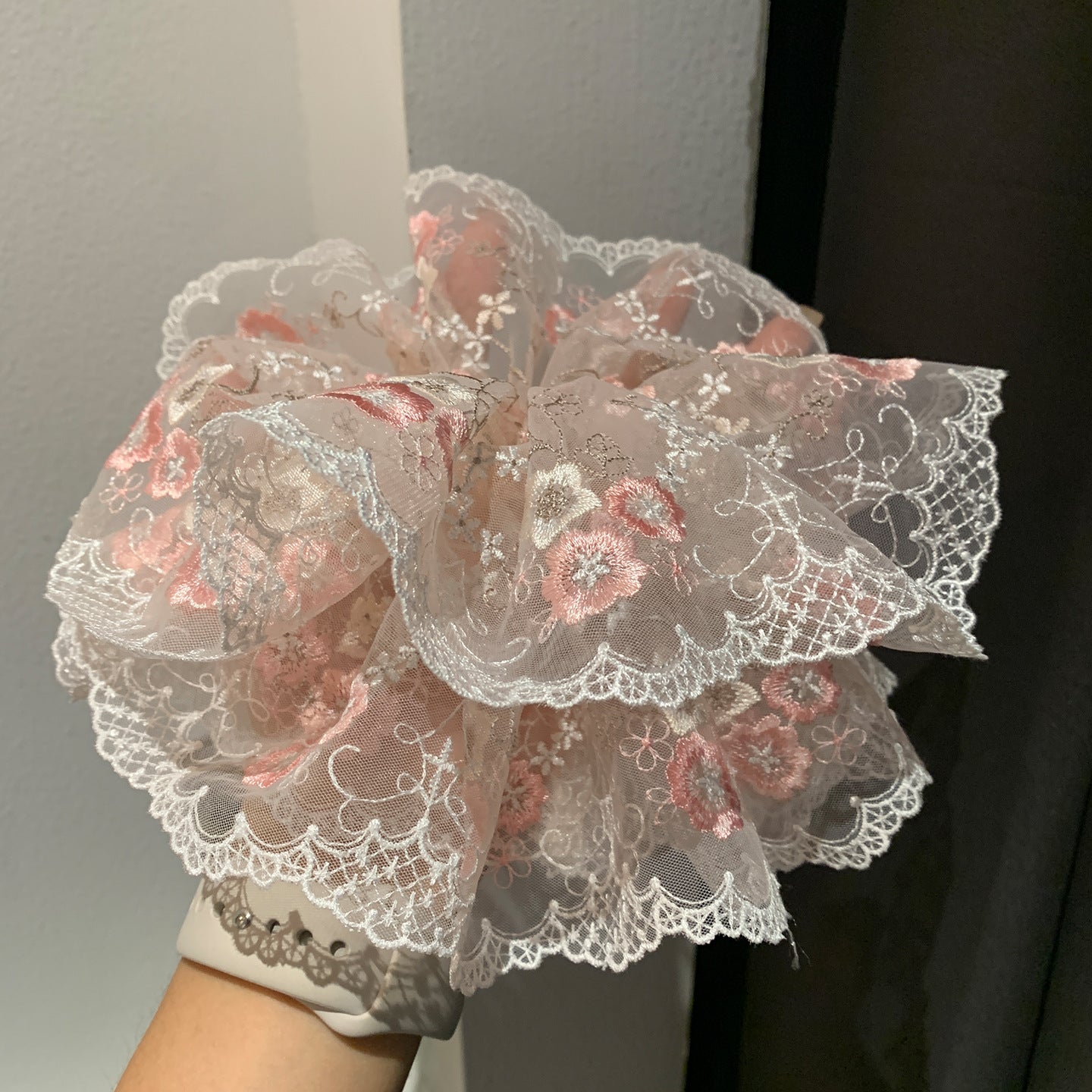 French Style Flowers Scrunchie Hair Accessory In Mixed Materials For  Spring And Summer