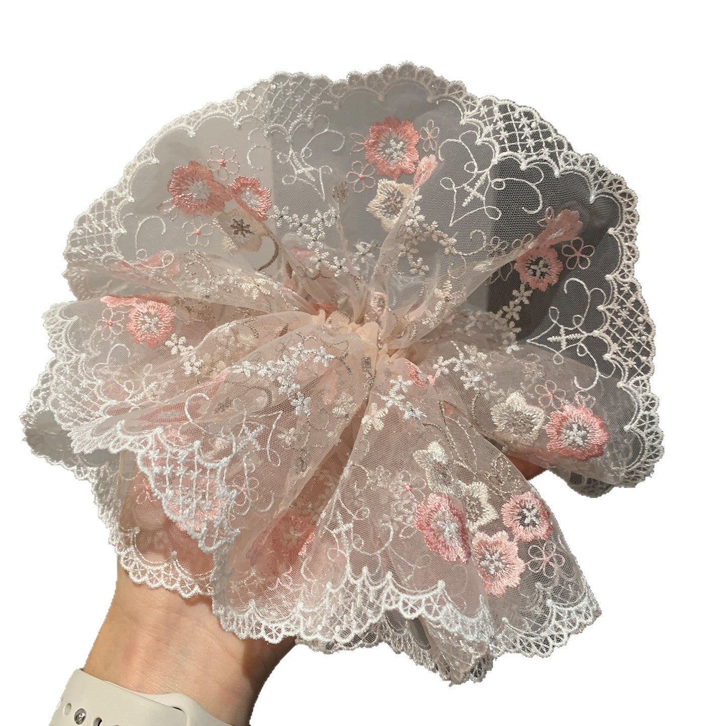 French Style Flowers Scrunchie Hair Accessory In Mixed Materials For  Spring And Summer