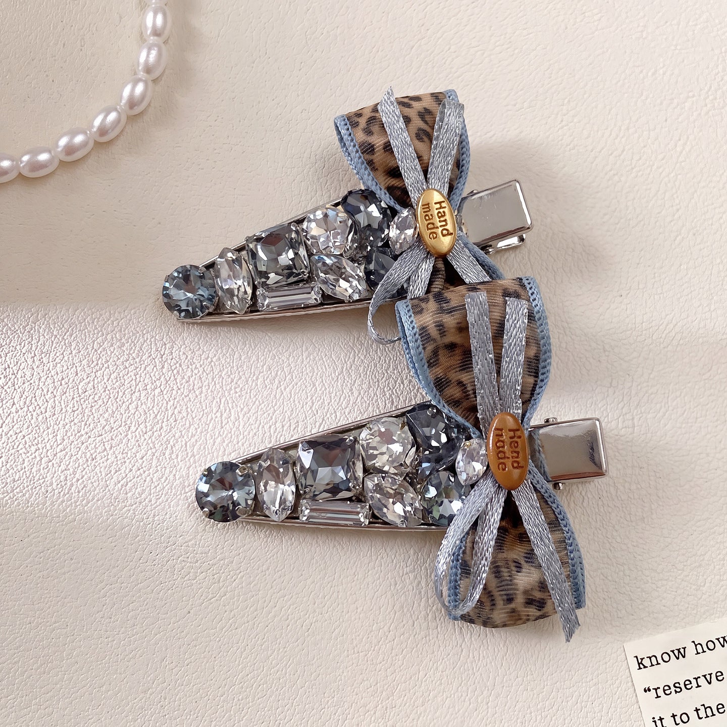 Sweet Leopard Print Hairpin For Women With Mixed Materials And Rhinestone Inlay