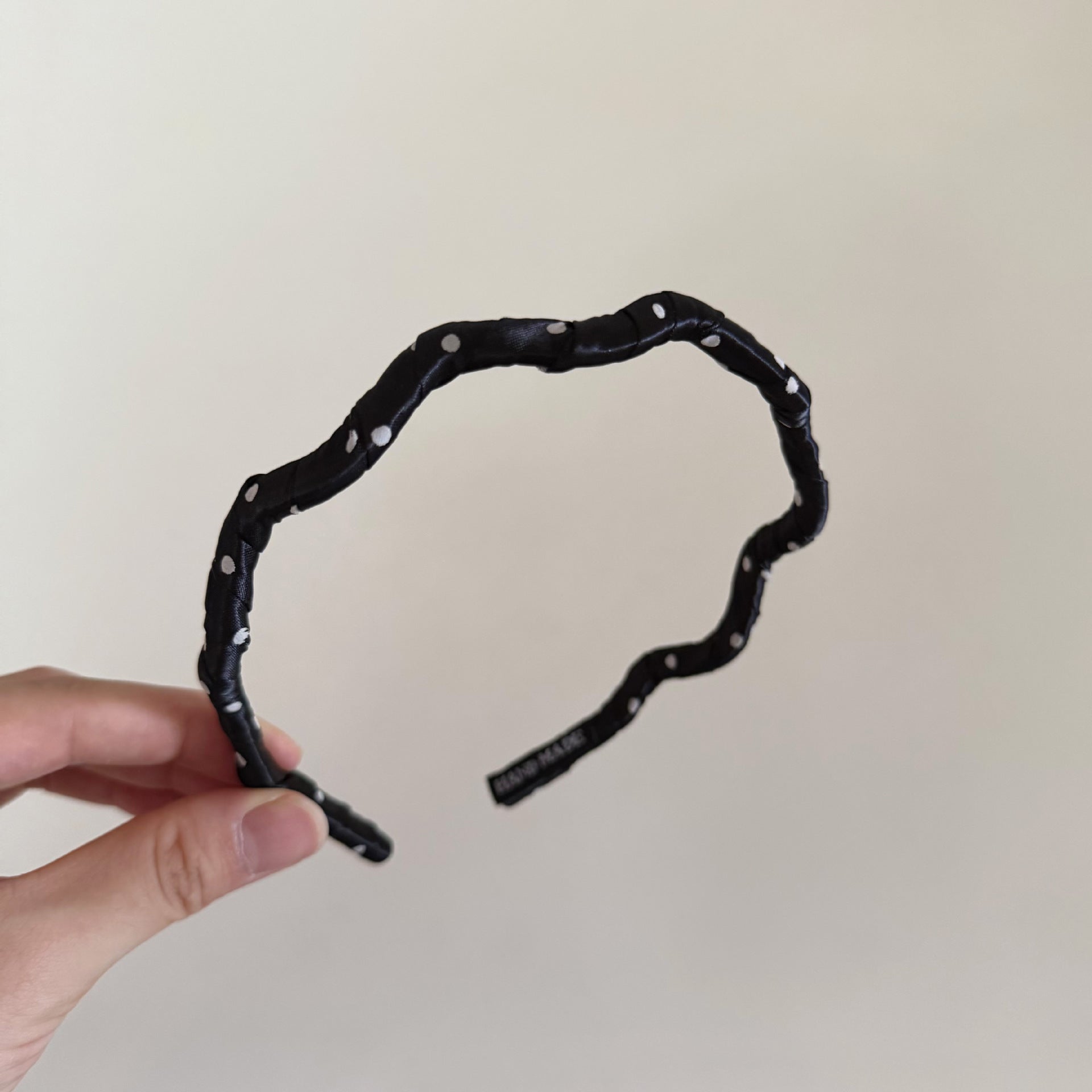 French Style Polka Dots Hair Band For Women In Dyed Black Satin, Perfect For  Autumn And Winter