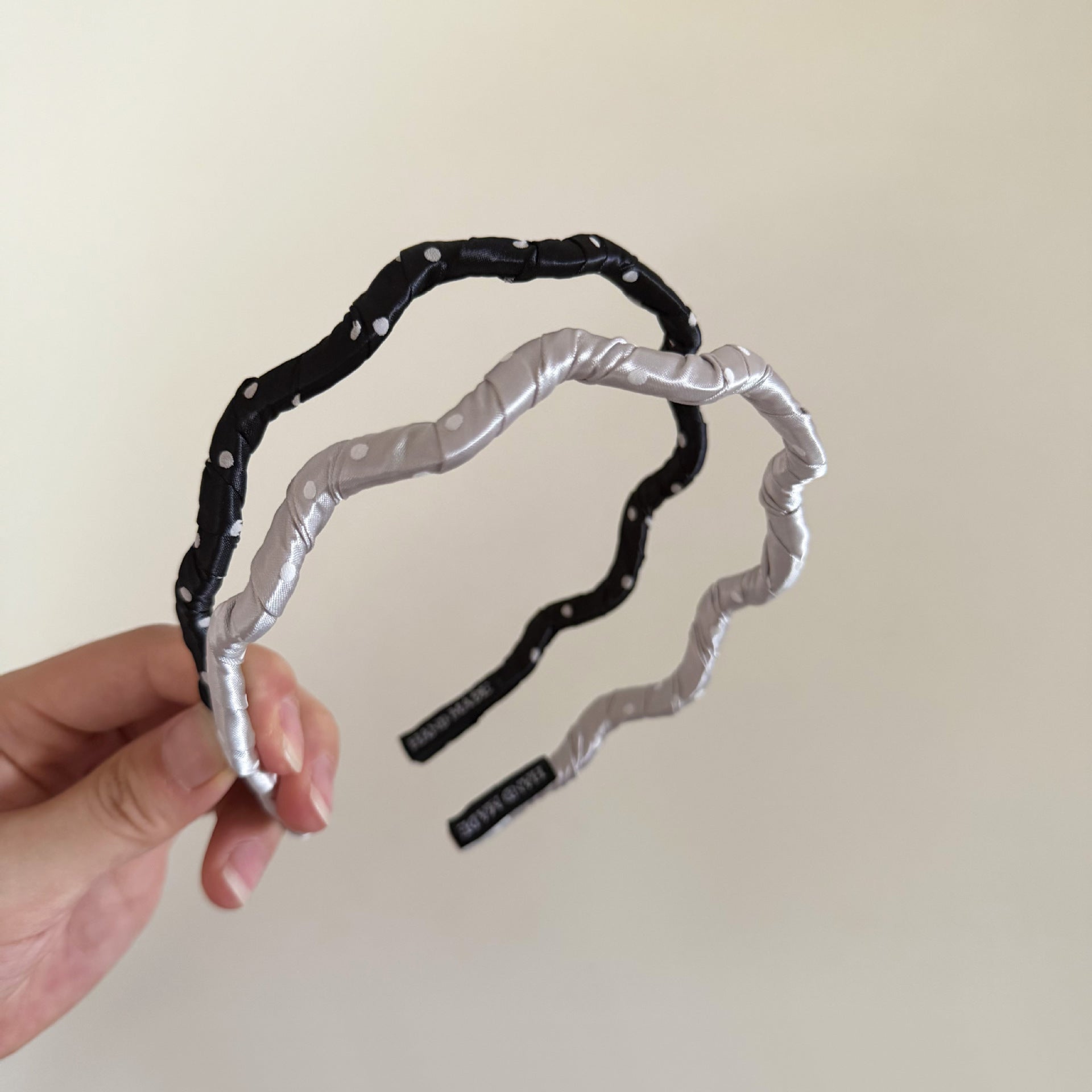 French Style Polka Dots Hair Band For Women In Dyed Black Satin, Perfect For  Autumn And Winter