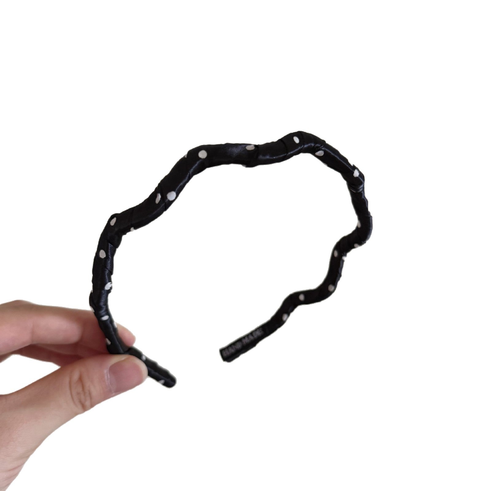 French Style Polka Dots Hair Band For Women In Dyed Black Satin, Perfect For  Autumn And Winter