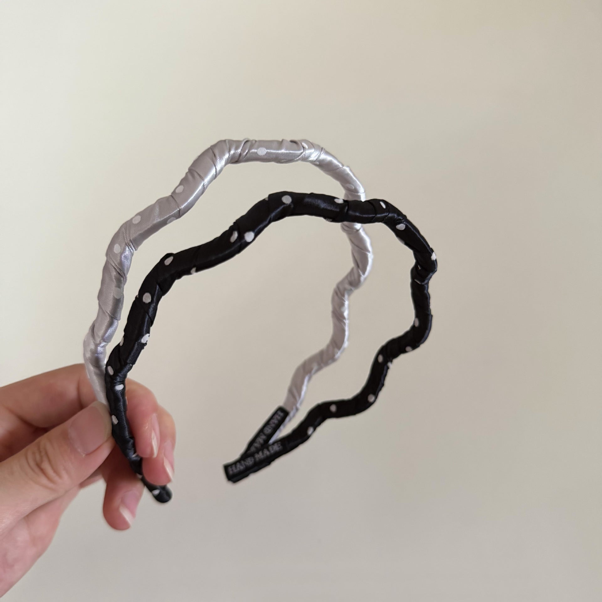 French Style Polka Dots Hair Band For Women In Dyed Black Satin, Perfect For  Autumn And Winter