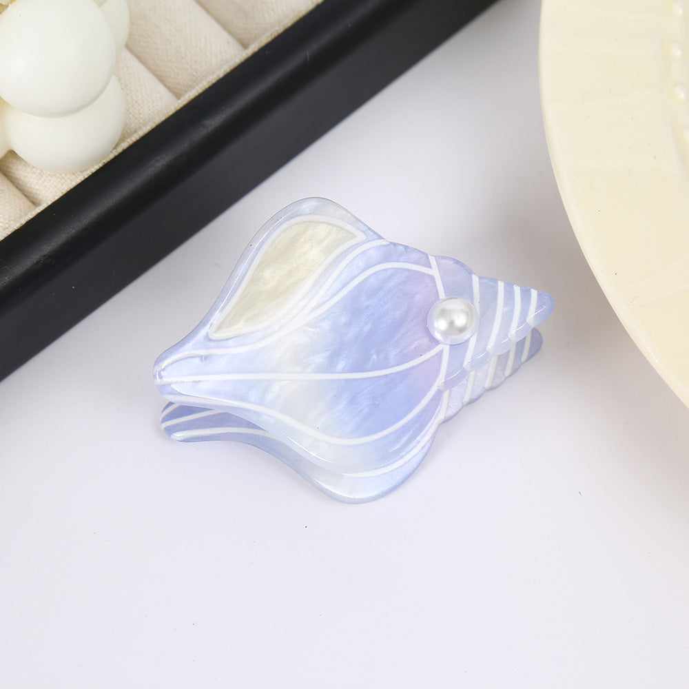Ocean Pattern Acrylic Hair Claws For Women In Ombre, Vacation Style Hairpin For Spring