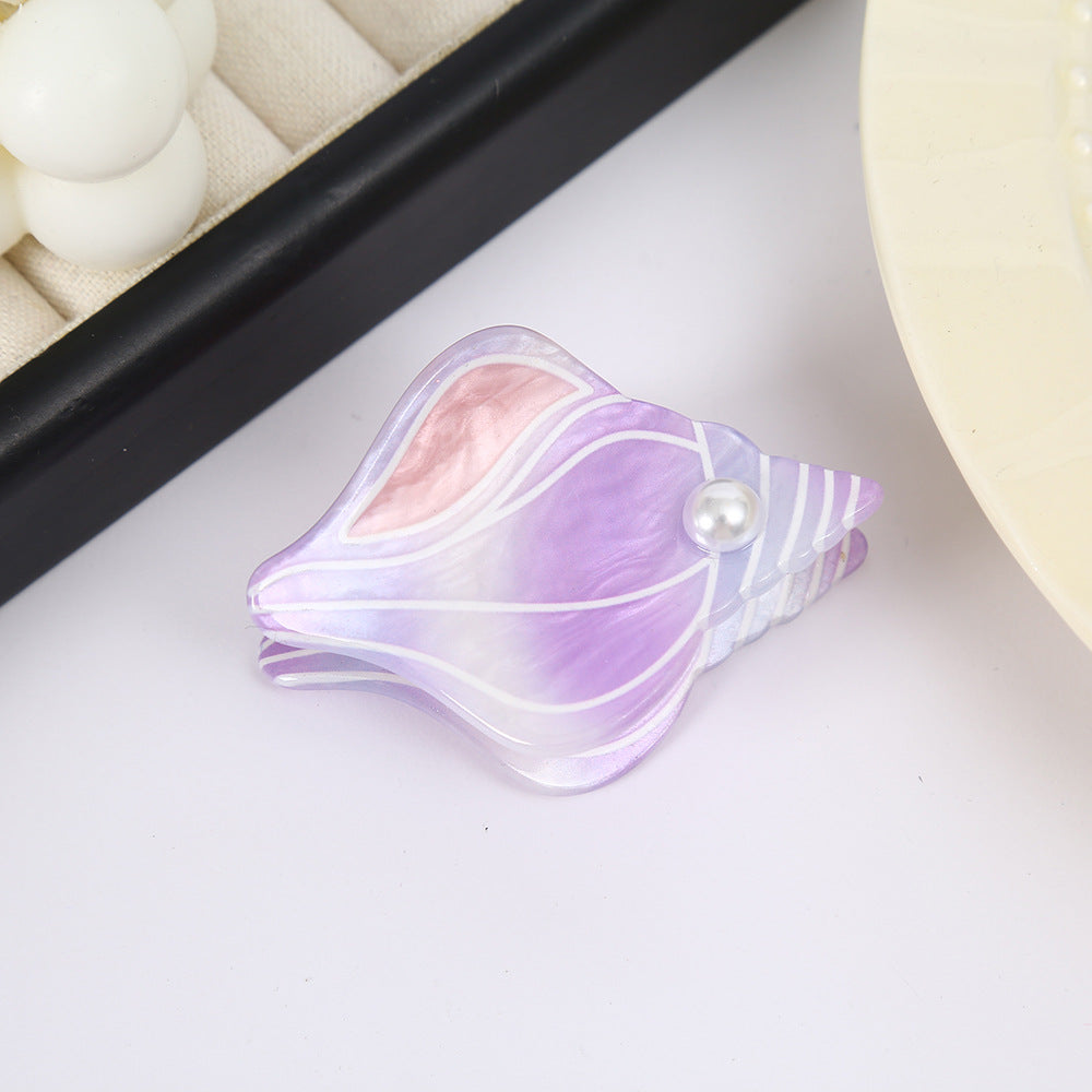 Ocean Pattern Acrylic Hair Claws For Women In Ombre, Vacation Style Hairpin For Spring