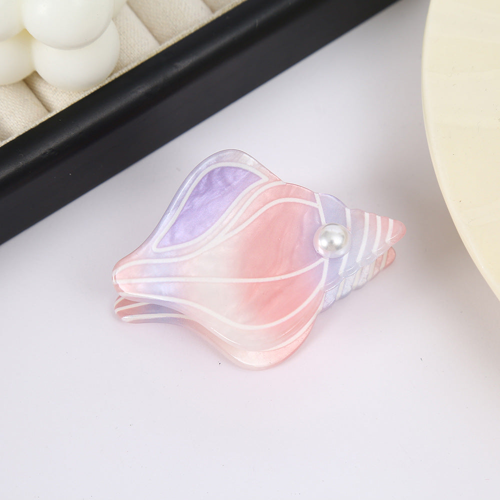 Ocean Pattern Acrylic Hair Claws For Women In Ombre, Vacation Style Hairpin For Spring