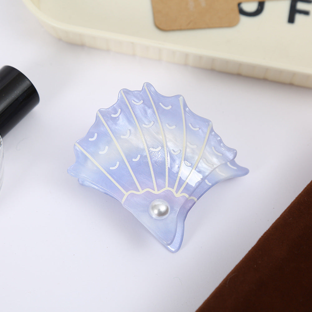 Sweet Acrylic Hair Claw For Women With Shell Inlay In Ombre Color, Stylish Hairpin Accessory