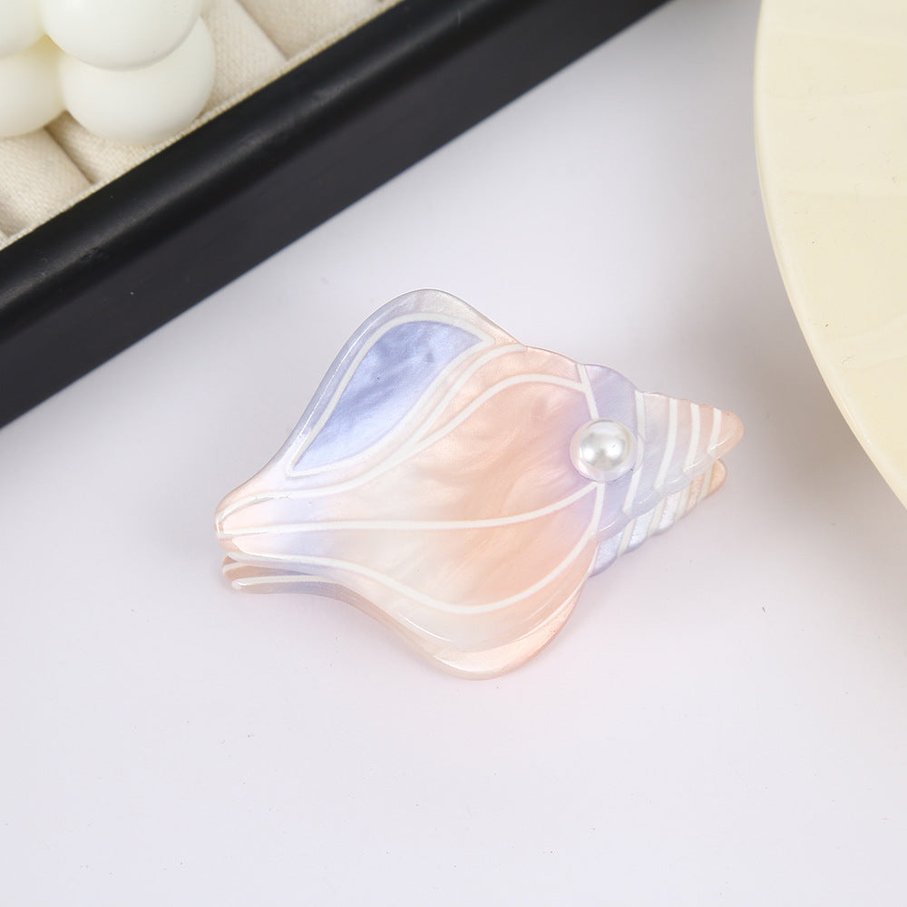 Ocean Pattern Acrylic Hair Claws For Women In Ombre, Vacation Style Hairpin For Spring