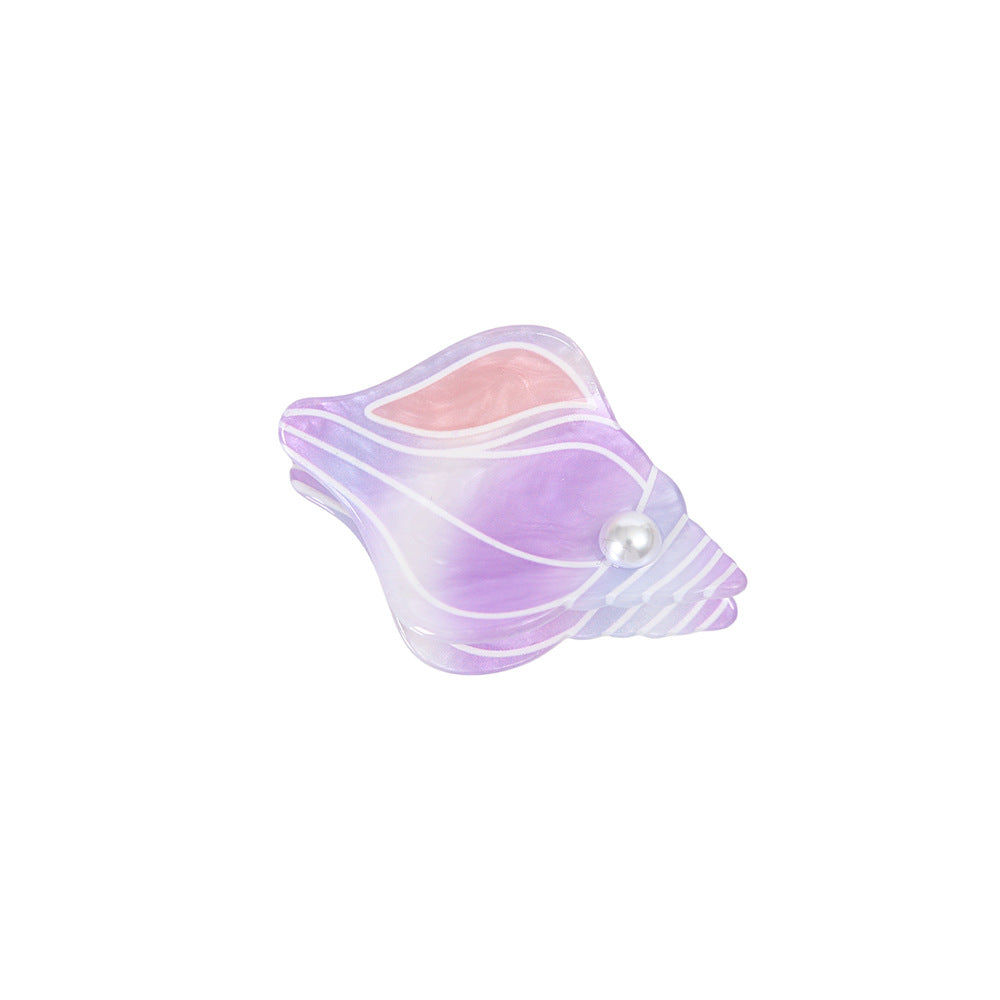 Ocean Pattern Acrylic Hair Claws For Women In Ombre, Vacation Style Hairpin For Spring