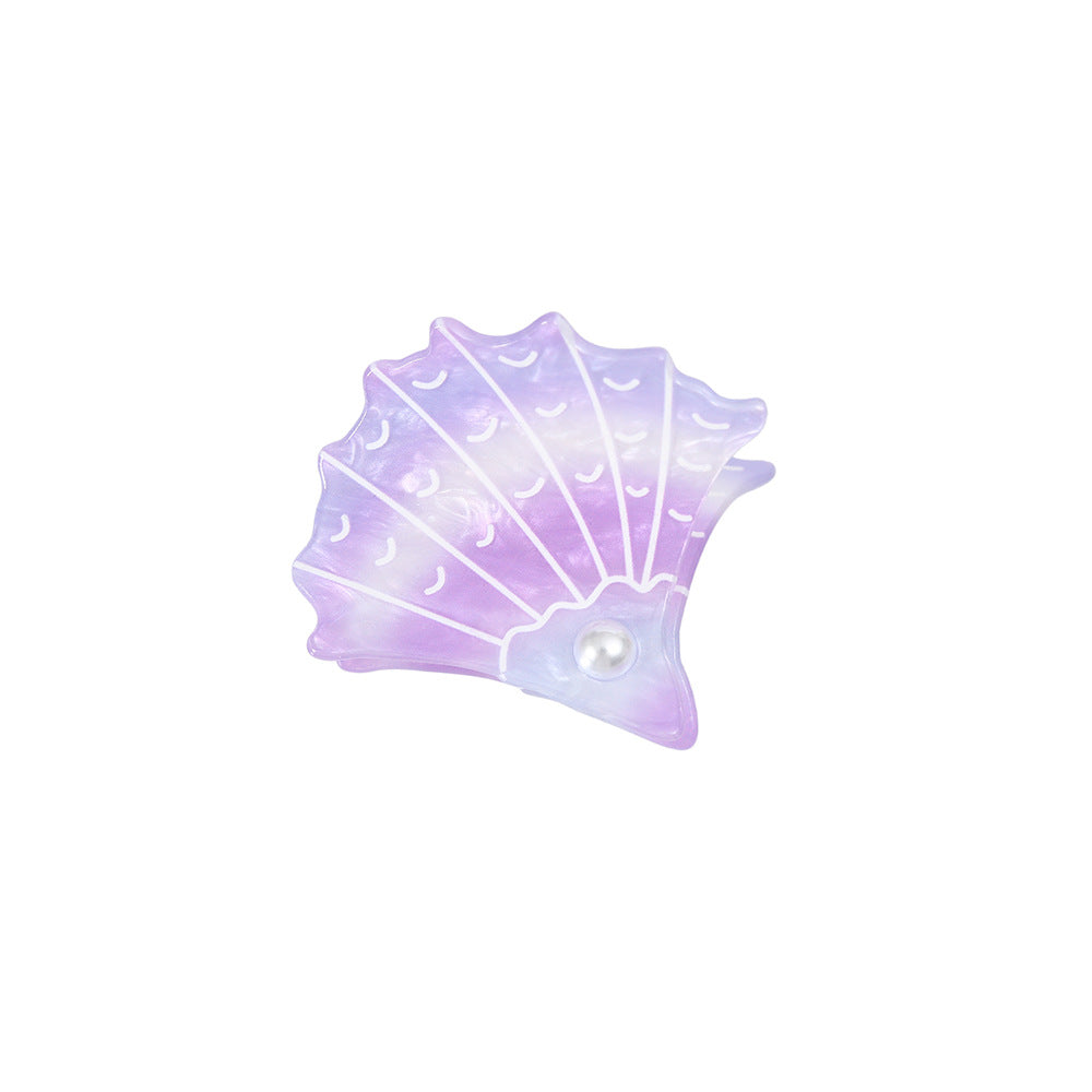 Sweet Acrylic Hair Claw For Women With Shell Inlay In Ombre Color, Stylish Hairpin Accessory