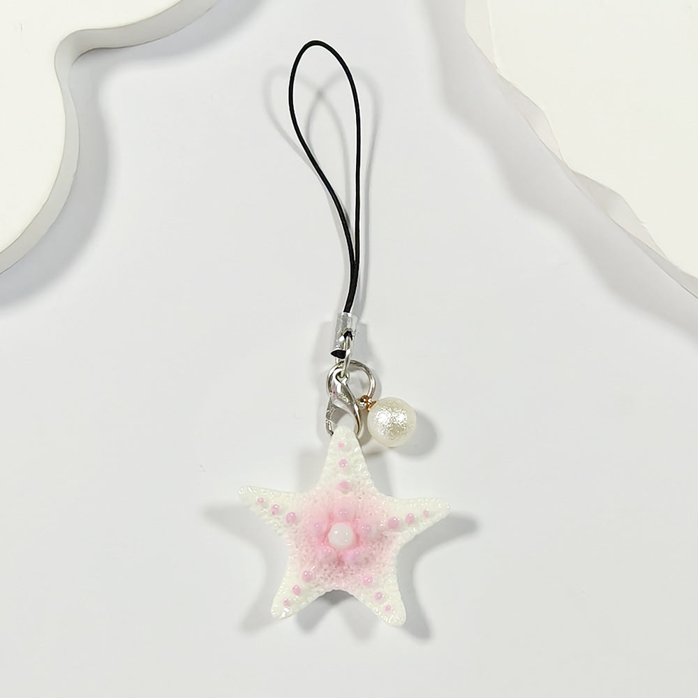 Handmade Multicolor Starfish Key Chain In Marine Style, Crafted From Durable Plastic For Spring