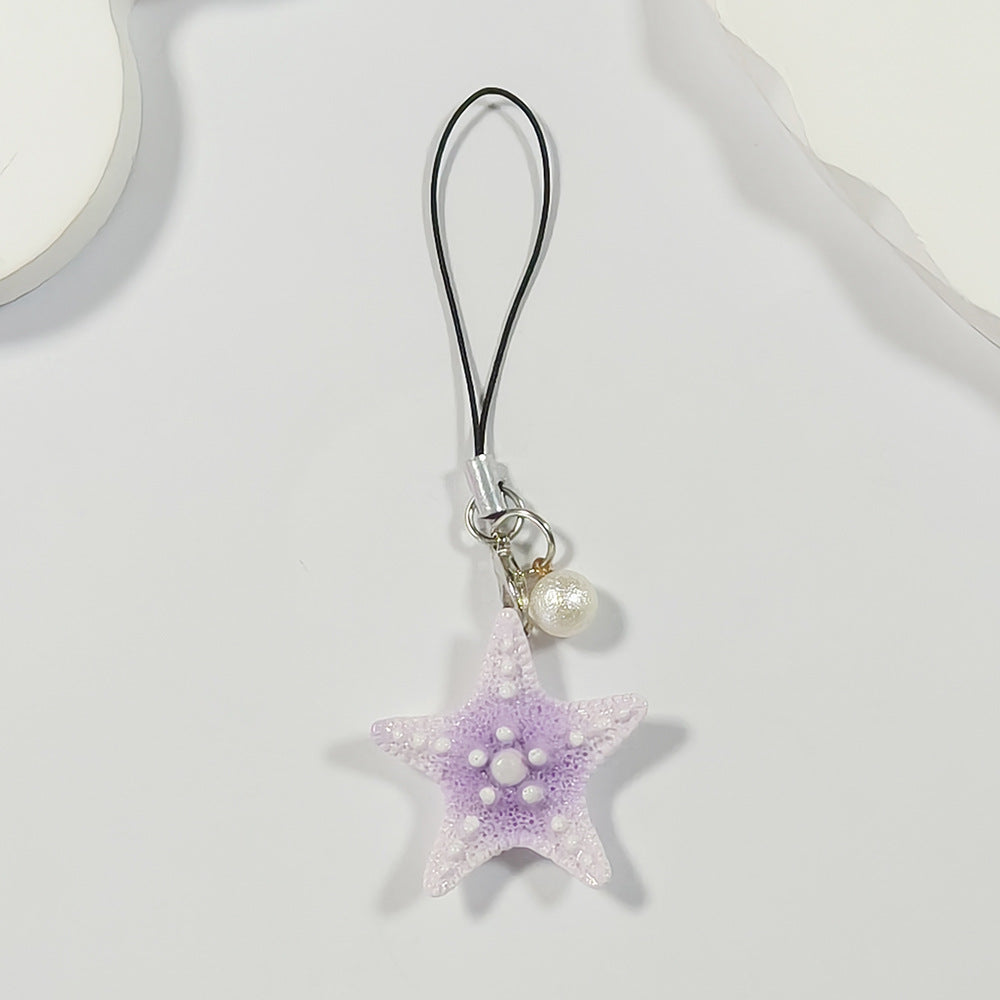 Handmade Multicolor Starfish Key Chain In Marine Style, Crafted From Durable Plastic For Spring