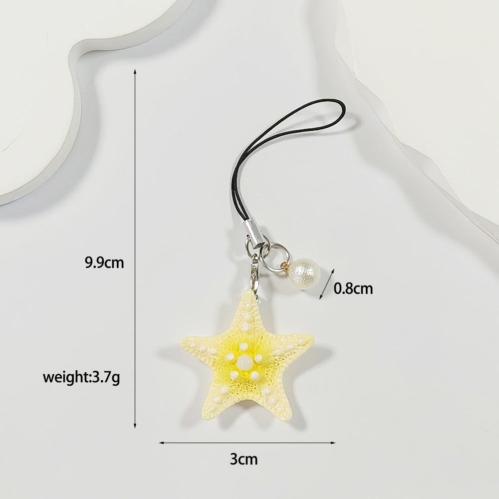 Handmade Multicolor Starfish Key Chain In Marine Style, Crafted From Durable Plastic For Spring
