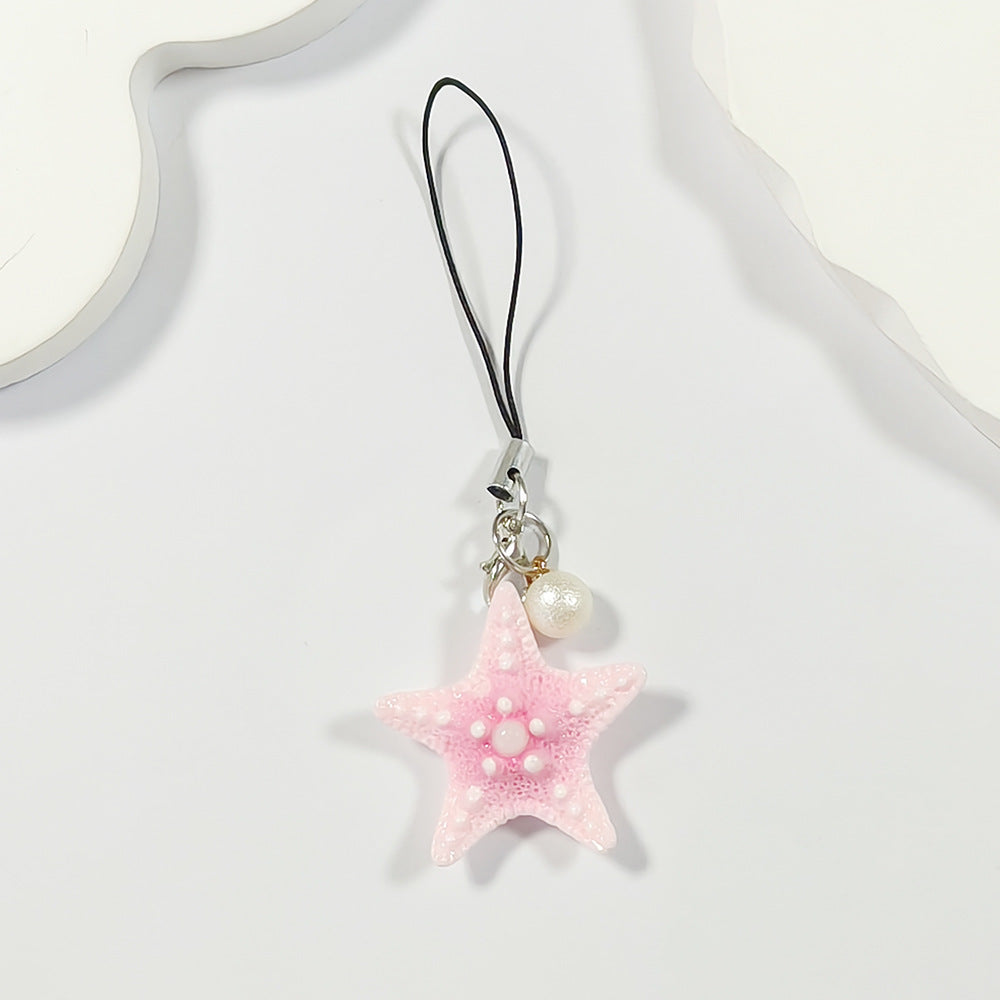 Handmade Multicolor Starfish Key Chain In Marine Style, Crafted From Durable Plastic For Spring