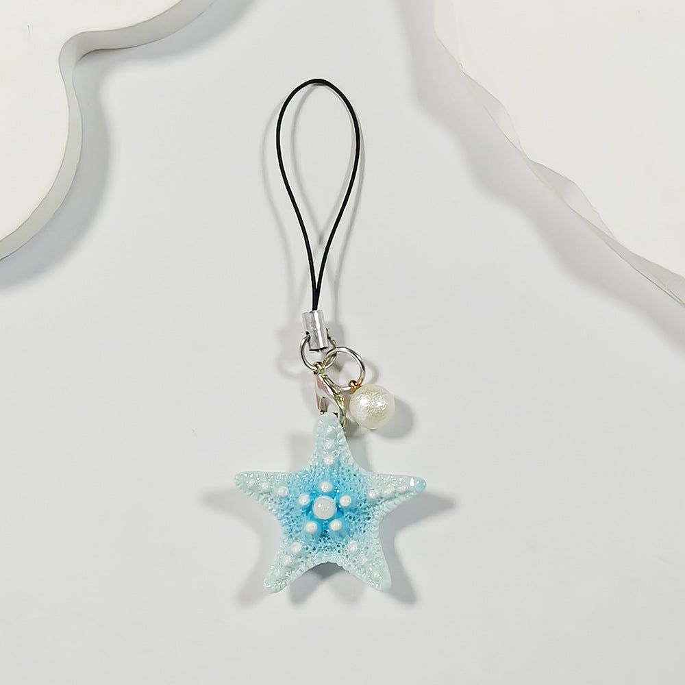 Handmade Multicolor Starfish Key Chain In Marine Style, Crafted From Durable Plastic For Spring
