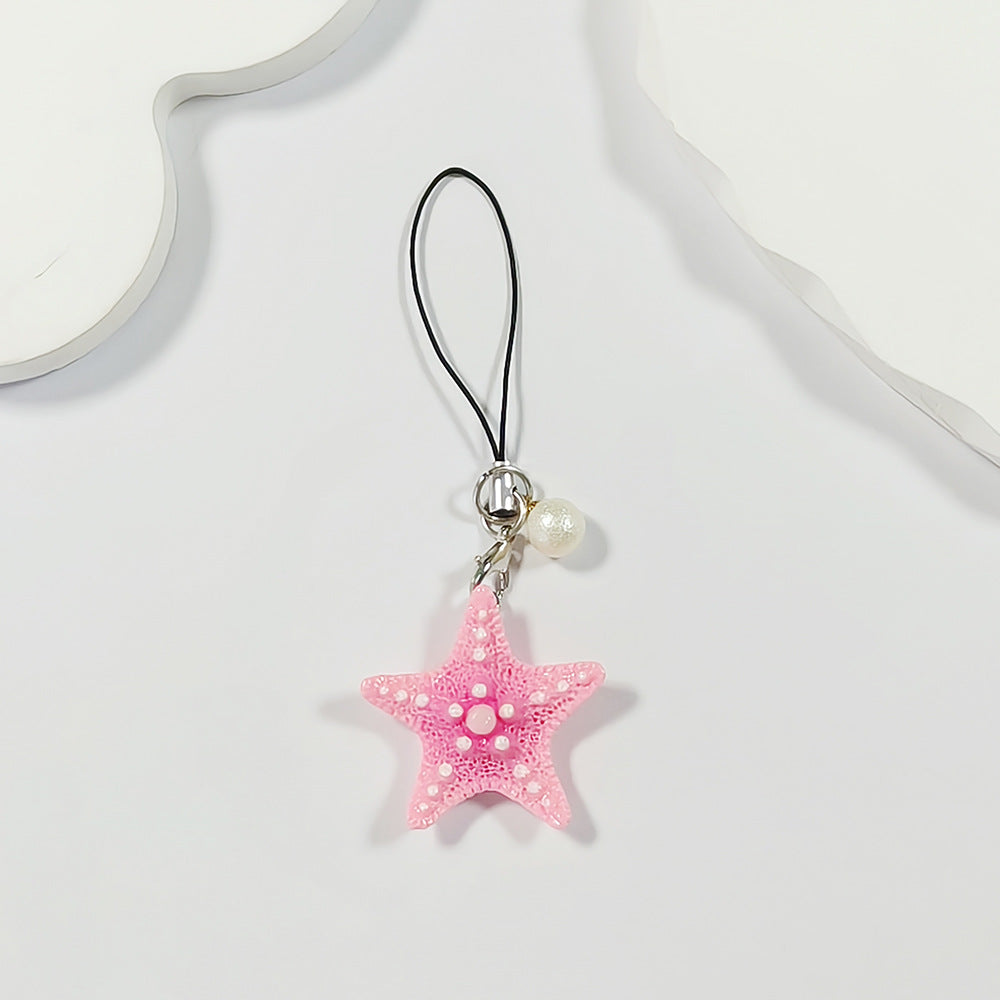 Handmade Multicolor Starfish Key Chain In Marine Style, Crafted From Durable Plastic For Spring