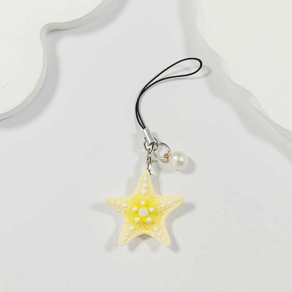 Handmade Multicolor Starfish Key Chain In Marine Style, Crafted From Durable Plastic For Spring