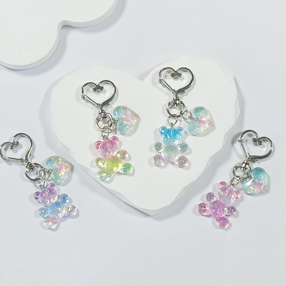 Little Bear Pattern Key Chain In Colour, Made Of Plastic With Sweet Style, Perfect For School Accessories