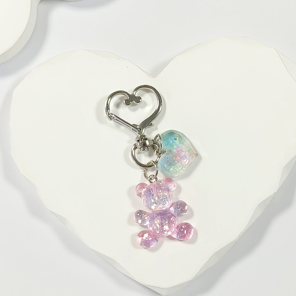 Little Bear Pattern Key Chain In Colour, Made Of Plastic With Sweet Style, Perfect For School Accessories