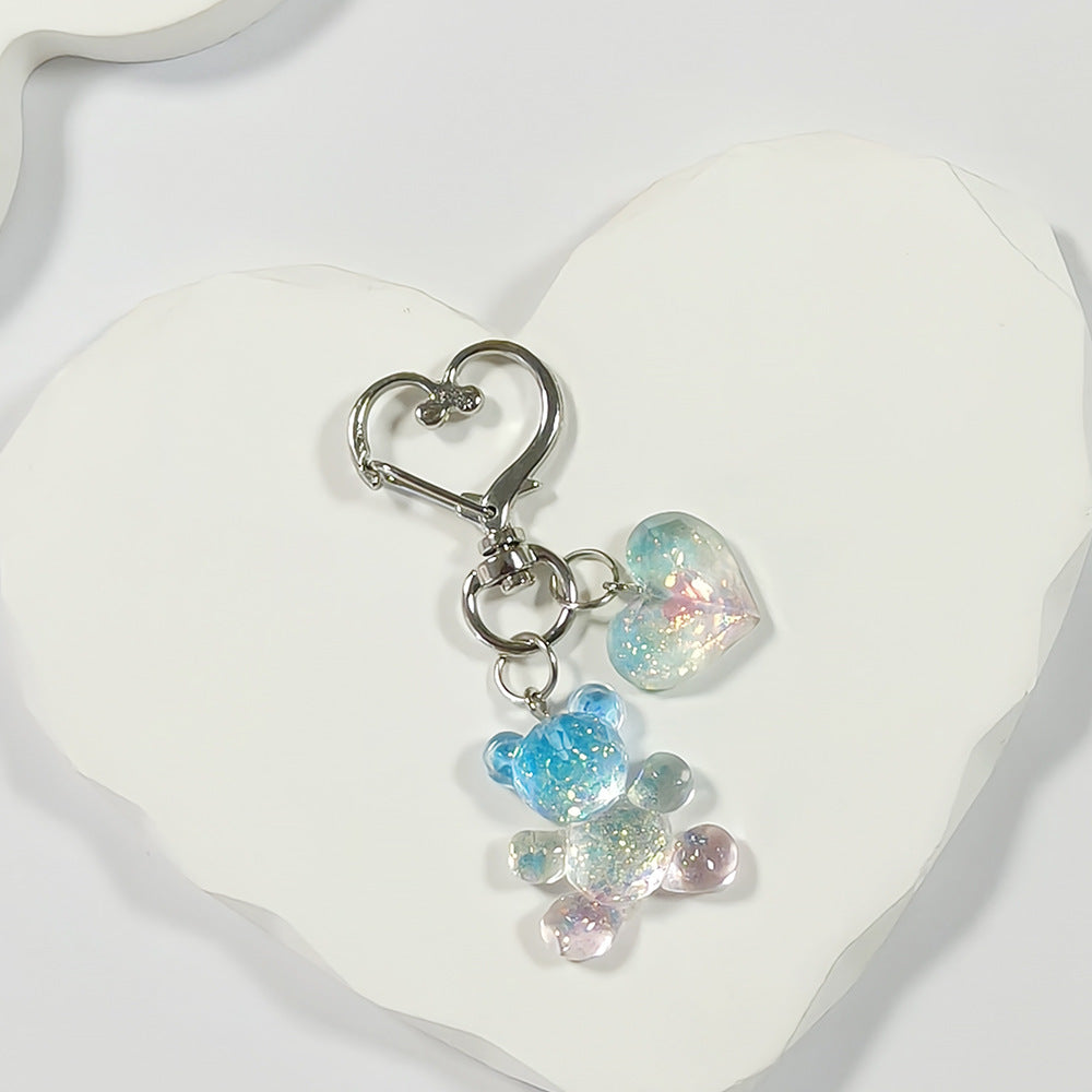 Little Bear Pattern Key Chain In Colour, Made Of Plastic With Sweet Style, Perfect For School Accessories