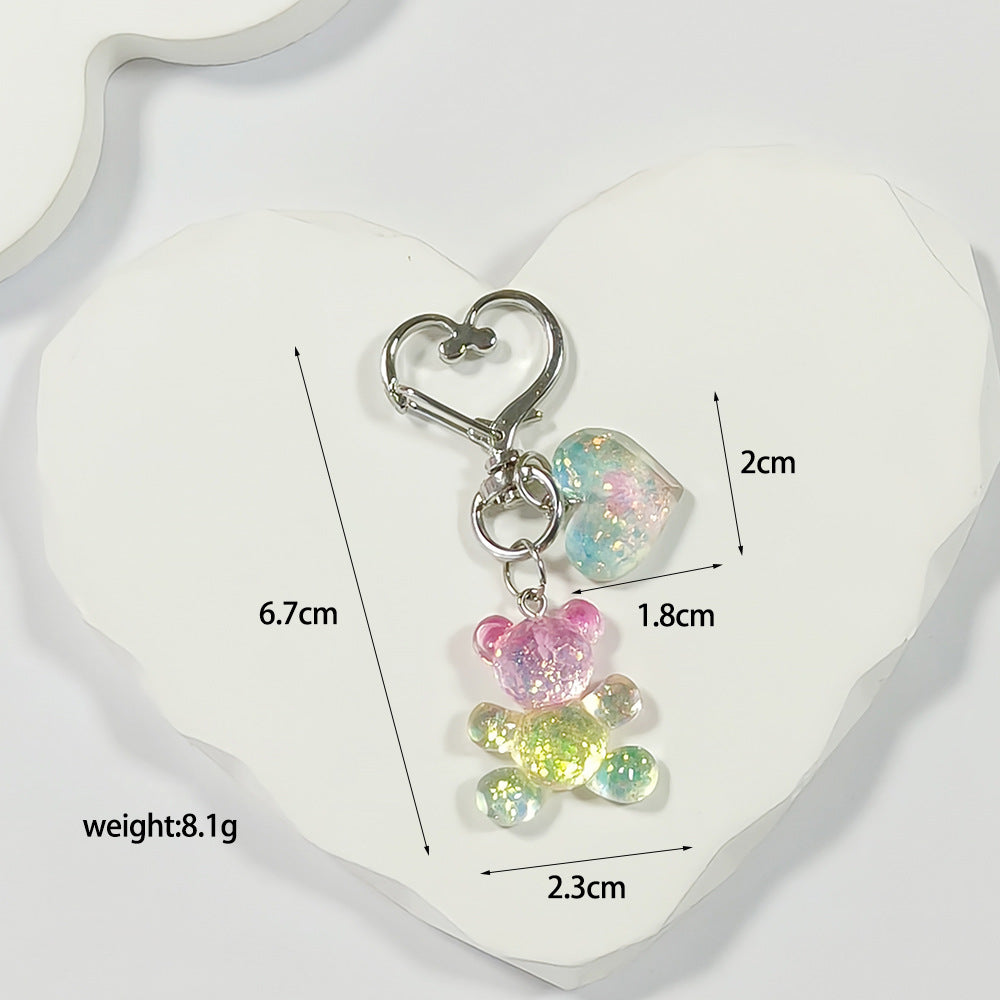Little Bear Pattern Key Chain In Colour, Made Of Plastic With Sweet Style, Perfect For School Accessories