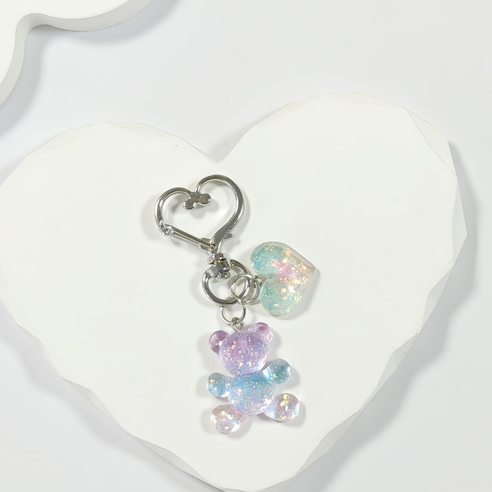 Little Bear Pattern Key Chain In Colour, Made Of Plastic With Sweet Style, Perfect For School Accessories