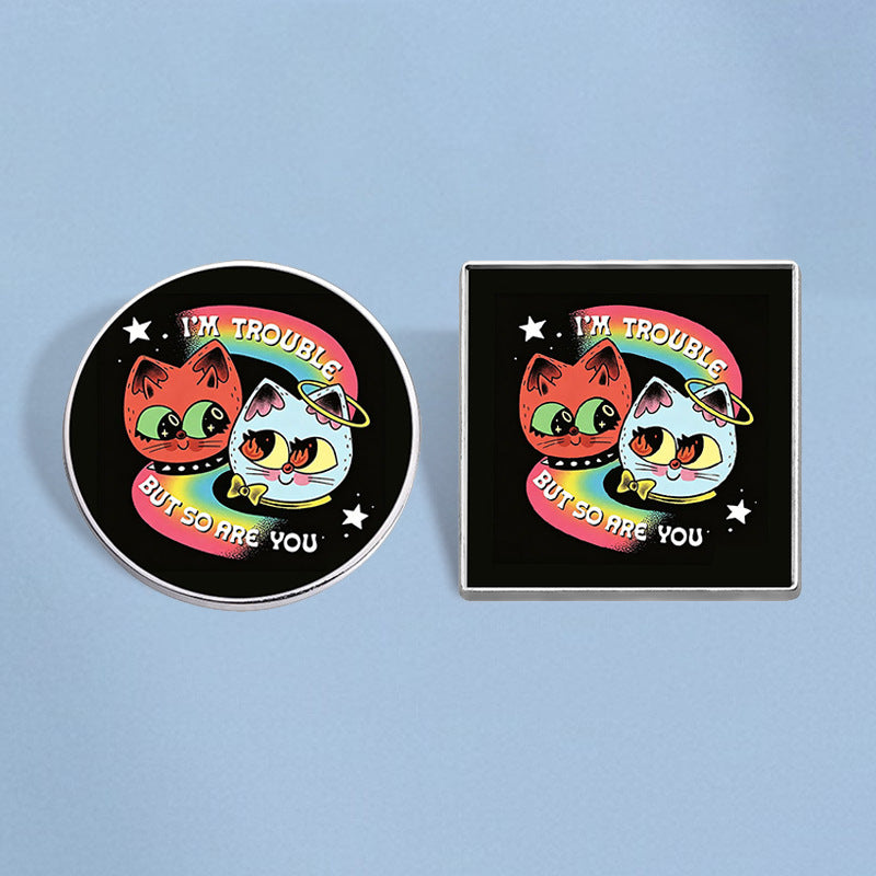 Cat Pin Made Of Zinc Alloy With Electroplated Finish, Available In Red Color
