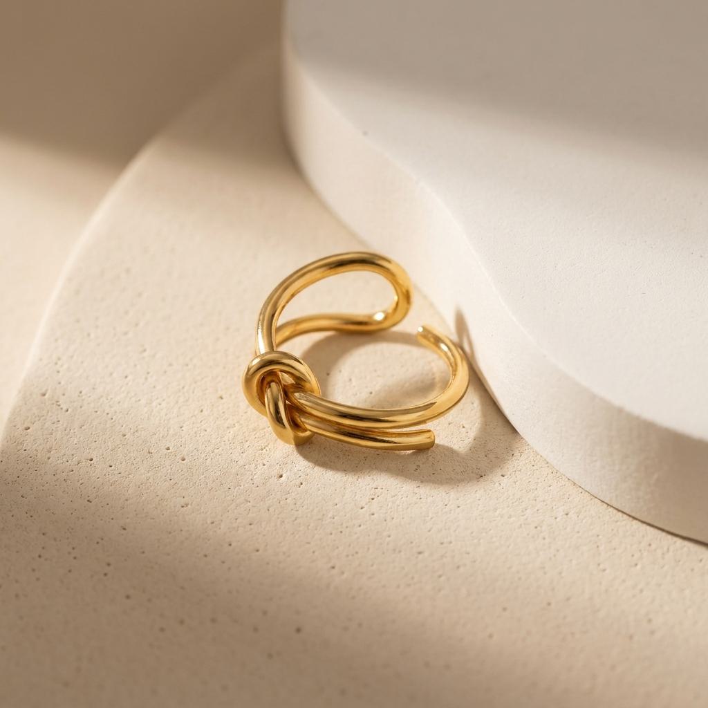 Geometric Electroplated Rings For Women In 304 Stainless Steel With 18K Real Gold PVD Coating And Shell Inlay