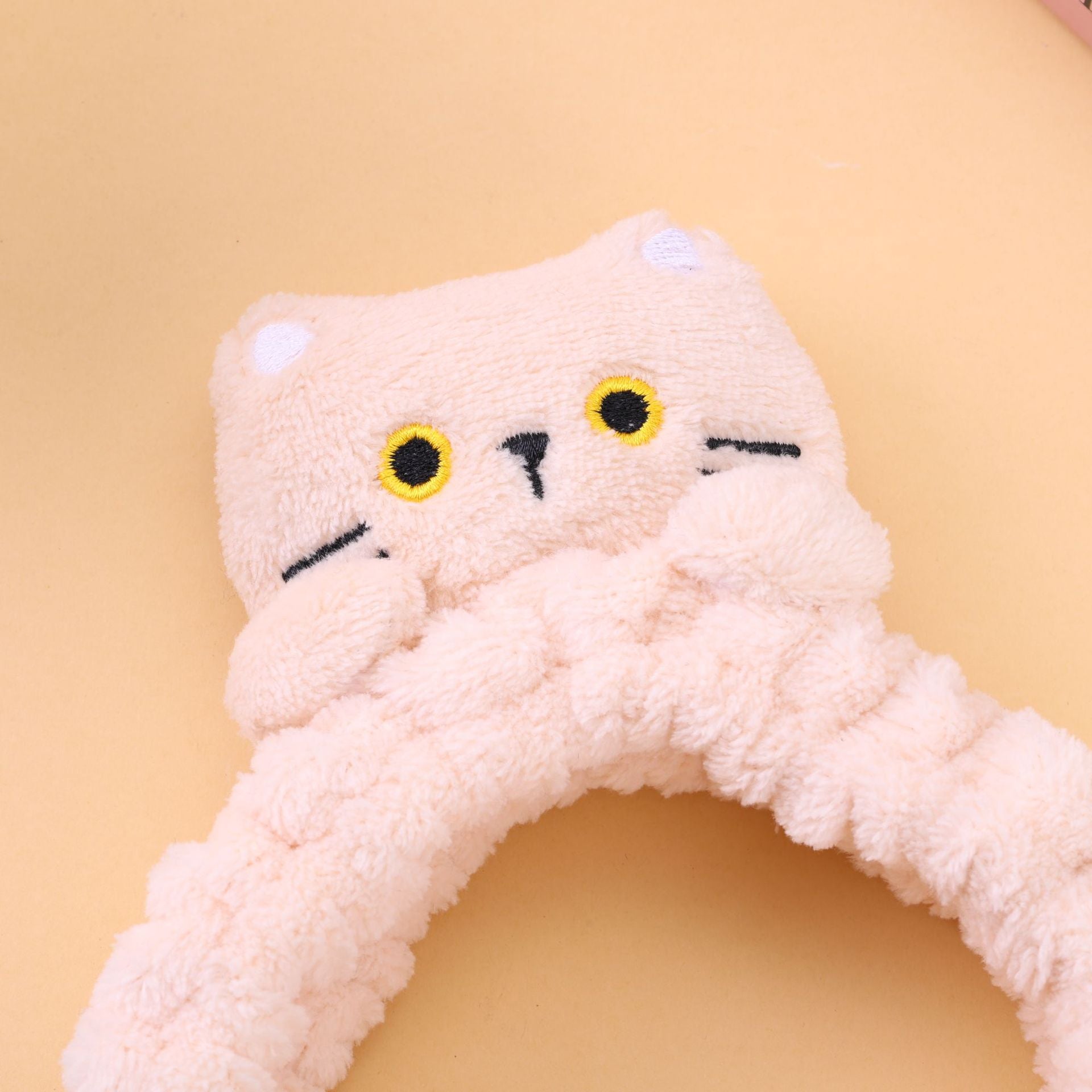 Cartoon Style Cat Spa Headband For Unisex, Featuring Dyed Black Color, Comfortable And Stylish Hair Accessory
