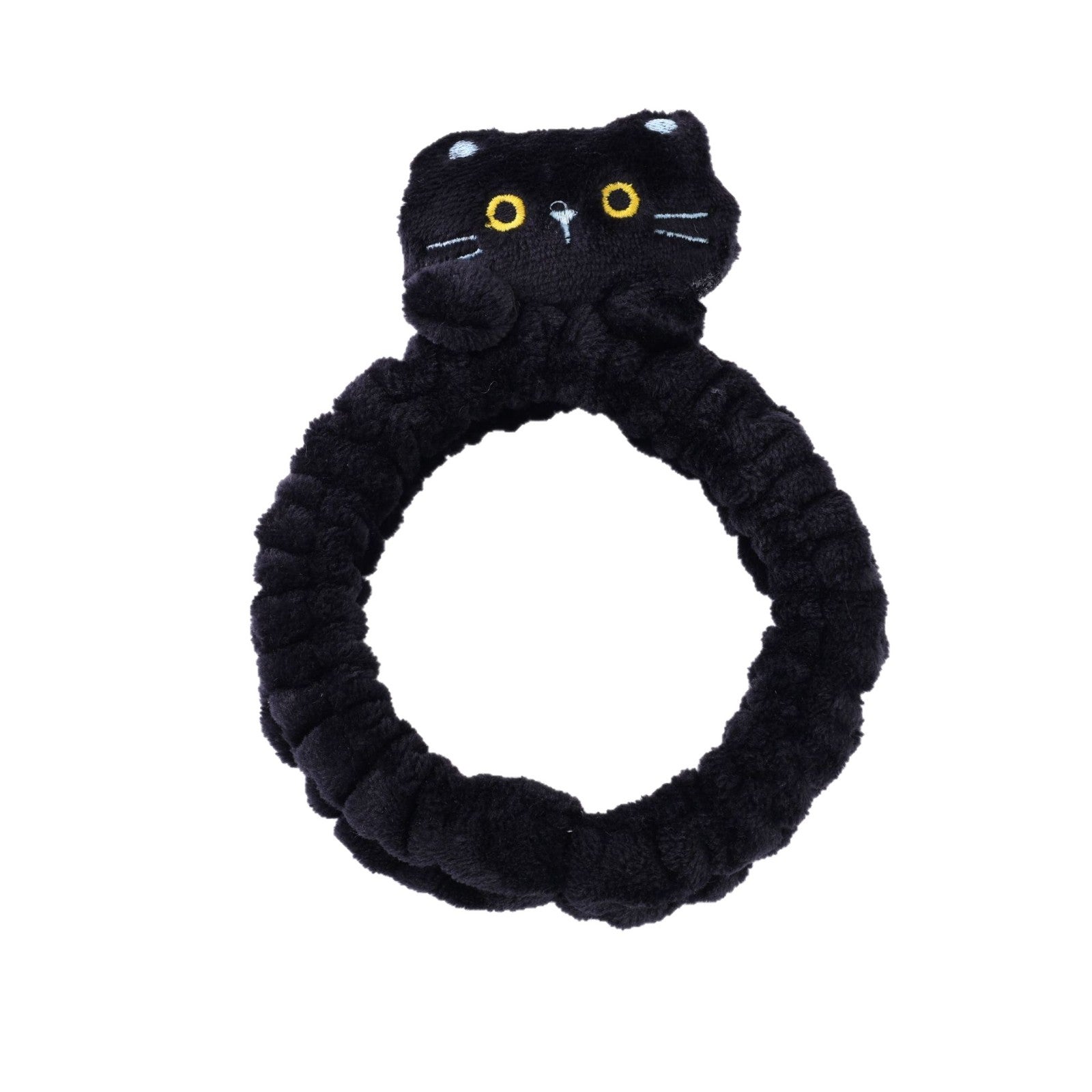Cartoon Style Cat Spa Headband For Unisex, Featuring Dyed Black Color, Comfortable And Stylish Hair Accessory