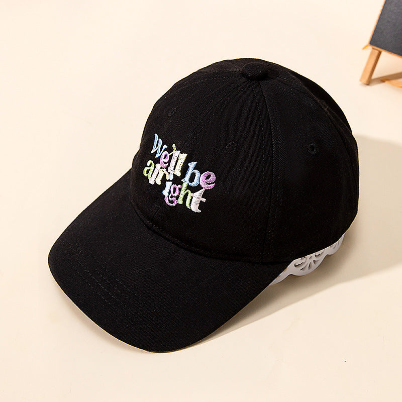 New Style Letter Embroidery Baseball Cap For Children Unisex In Dyed Black Cotton