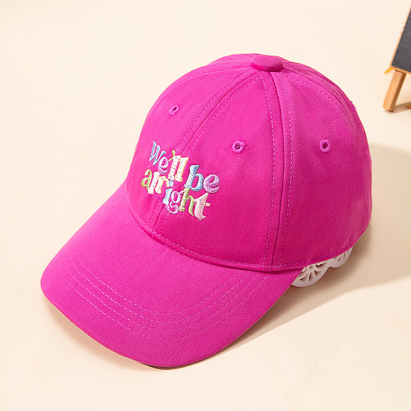 New Style Letter Embroidery Baseball Cap For Children Unisex In Dyed Black Cotton