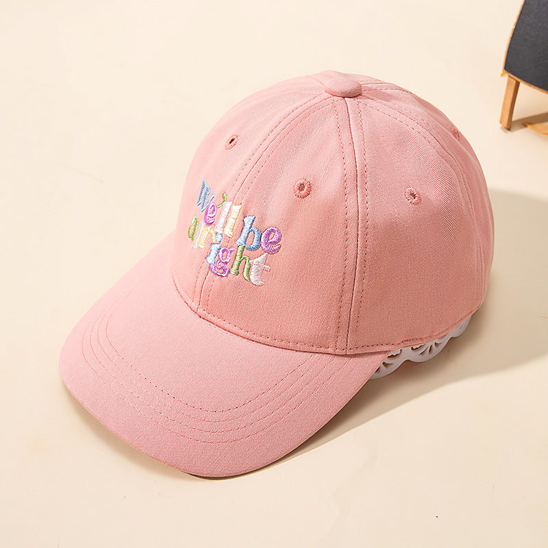 New Style Letter Embroidery Baseball Cap For Children Unisex In Dyed Black Cotton