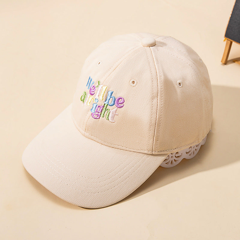 New Style Letter Embroidery Baseball Cap For Children Unisex In Dyed Black Cotton