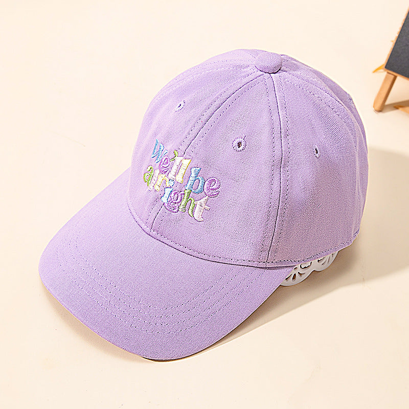 New Style Letter Embroidery Baseball Cap For Children Unisex In Dyed Black Cotton