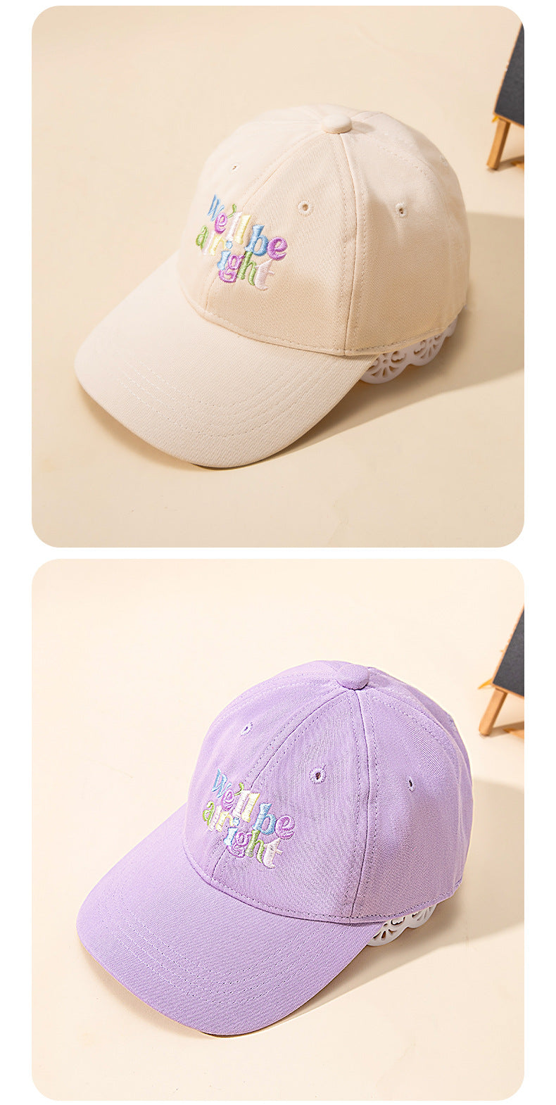 New Style Letter Embroidery Baseball Cap For Children Unisex In Dyed Black Cotton