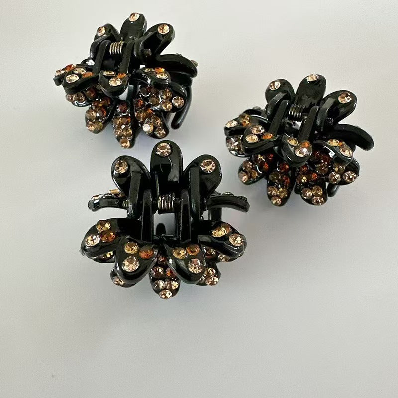 New Style Flowers Hair Claw For Women Made Of PS Material With Rhinestones, 1 PCS Package Hairpin