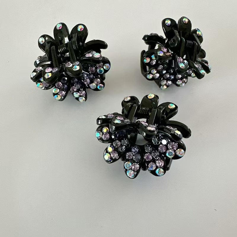 New Style Flowers Hair Claw For Women Made Of PS Material With Rhinestones, 1 PCS Package Hairpin