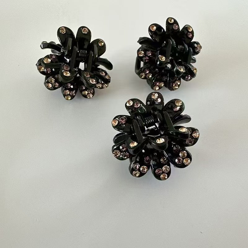 New Style Flowers Hair Claw For Women Made Of PS Material With Rhinestones, 1 PCS Package Hairpin