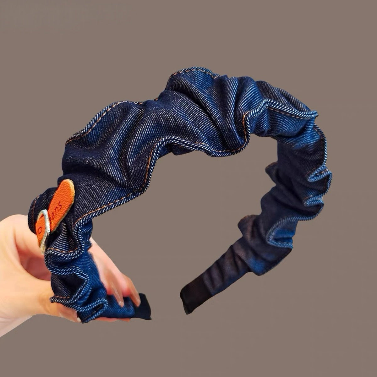 Cowboy Style Spa Headband For Women In Brown Denim, Perfect For Summer