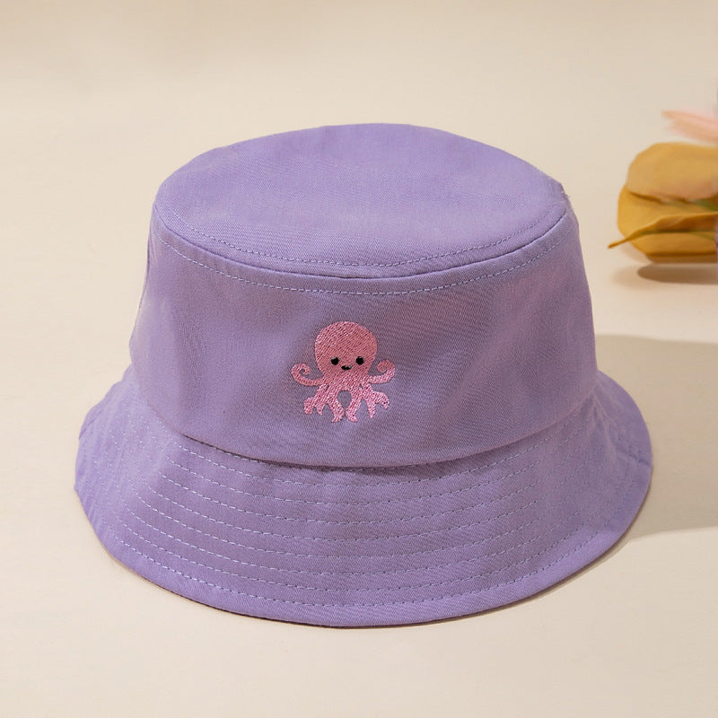 New Style Bucket Hat For Kids With Embroidery, Made Of Cotton, Suitable For All Seasons