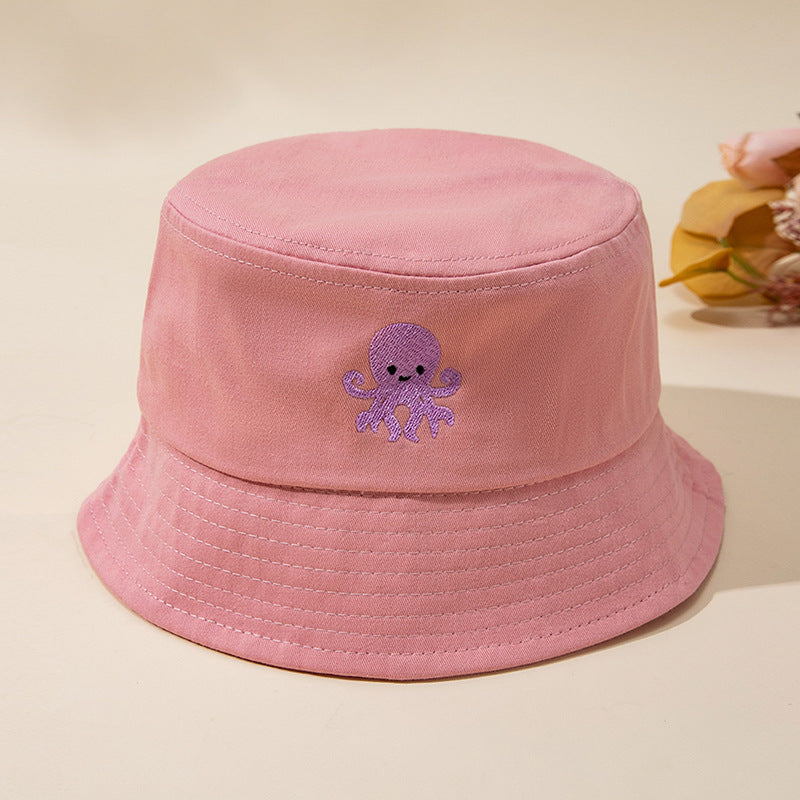 New Style Bucket Hat For Kids With Embroidery, Made Of Cotton, Suitable For All Seasons
