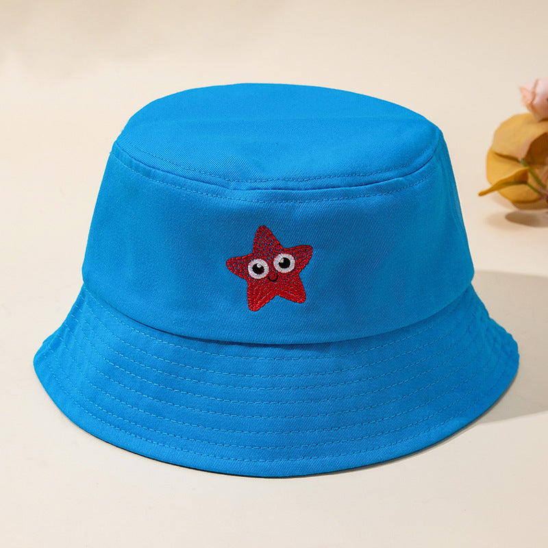 New Style Bucket Hat For Kids With Embroidery, Made Of Cotton, Suitable For All Seasons