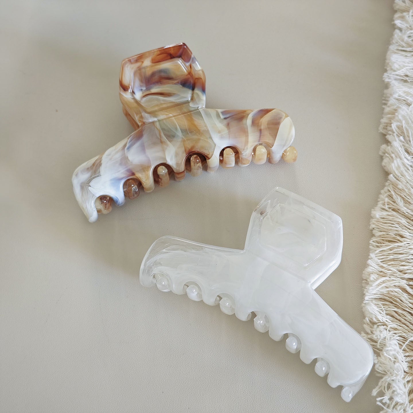 Marble Hair Claws For Women In Natural Pink, PC Material Hairpin Suitable For Summer Commute