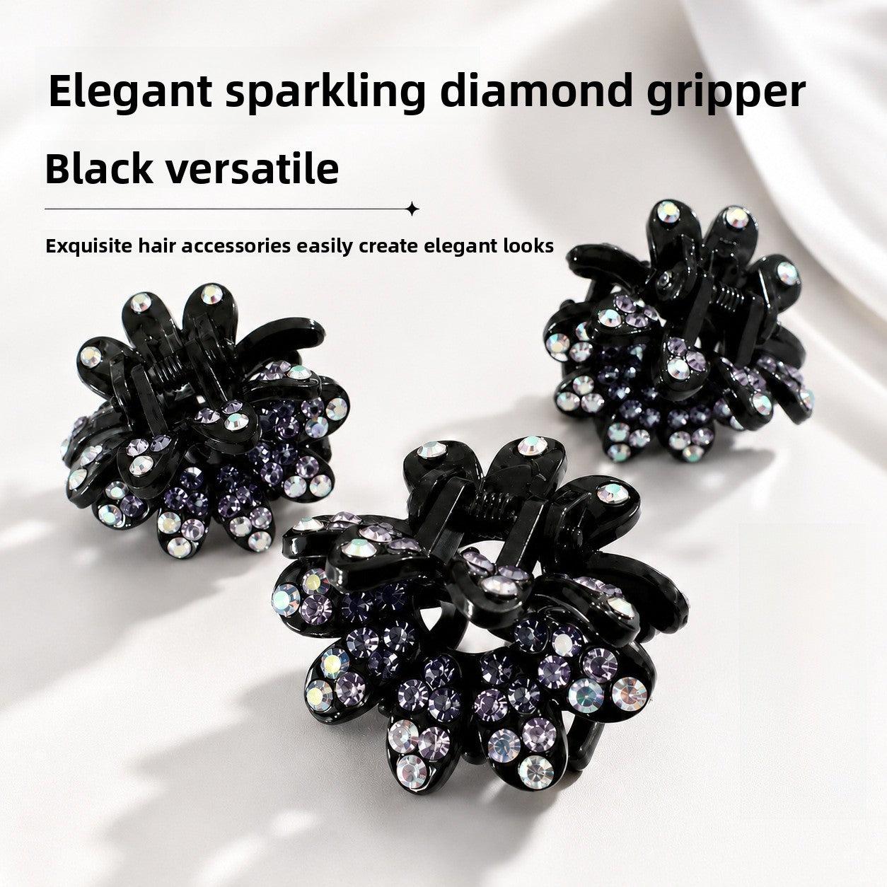 New Style Flowers Hair Claw For Women Made Of PS Material With Rhinestones, 1 PCS Package Hairpin