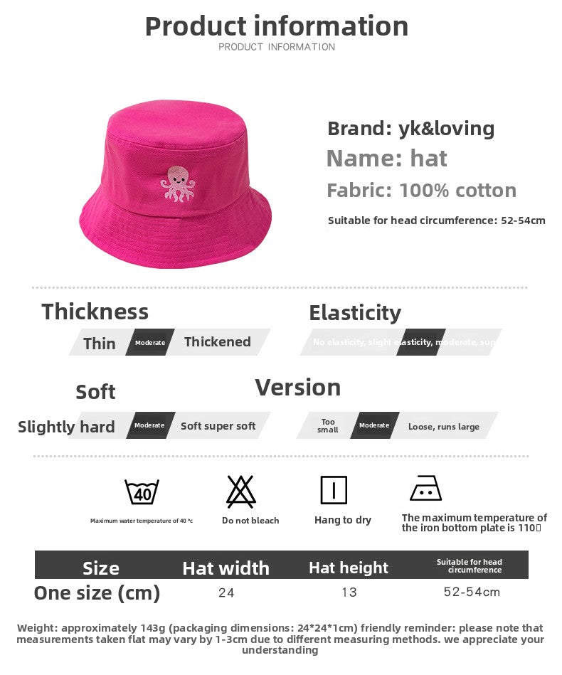 New Style Bucket Hat For Kids With Embroidery, Made Of Cotton, Suitable For All Seasons